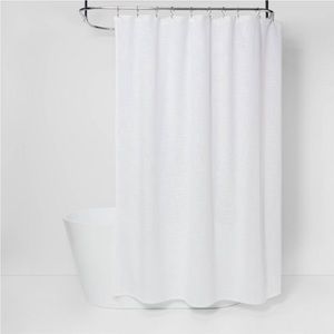 Woven White Threshold Shower Curtain